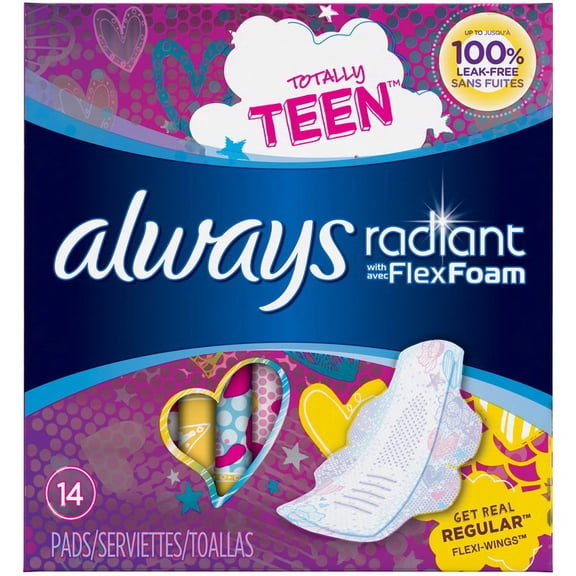 (Price/Case)Always Radiant Infinity Teen Regular With Wings 12-14 Count