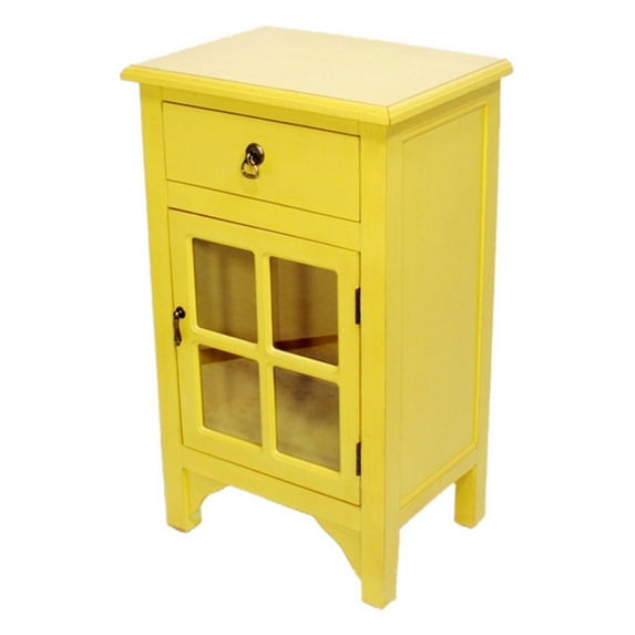 Heather Ann Creations Vivian 1 Drawer 1 Door Paned Glass Accent Cabinet