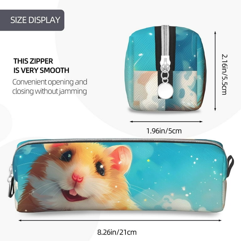 Cauagu Cloud Cute Hamster Print Leather Pencil Pen Case