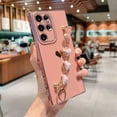 thumbnail image 5 of Compatible with Samsung Galaxy S22 Ultra 5g 6.8“ Case with Heart Bracelet Strap Luxury Plating Cute Love Hearts Cover with Hand Chain for Women Camera Protection Shockproof Bumper (Pink), 5 of 11