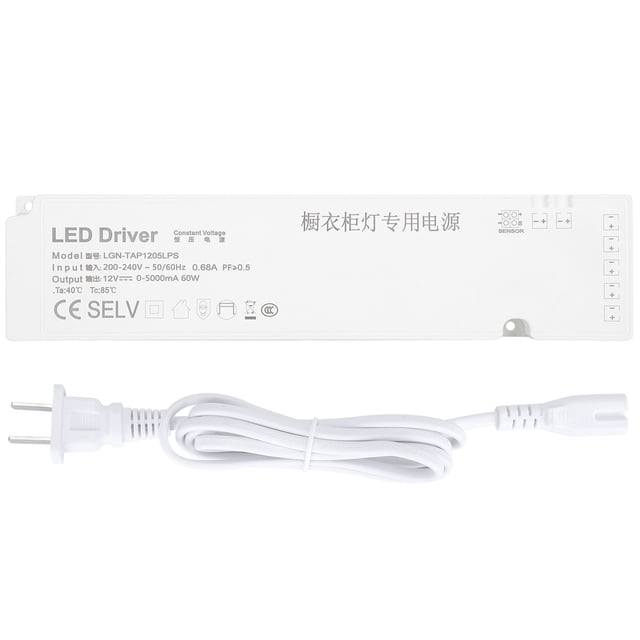 Transformador de luz LED para gabinete, resistente al agua, de 220 V, multiinterfaz, color blanco, para uso en interiores y exteriores