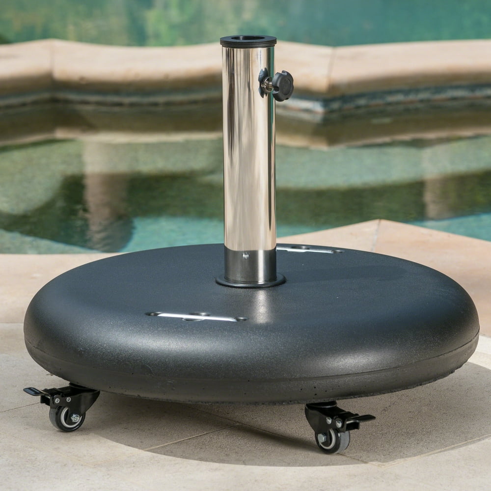 Atticus 88lbs Round Umbrella Base with Wheels, Black