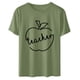 thumbnail image 4 of Camiseta de manga corta con estampado bonito para el día del maestro y cuello redondo suelto a la moda para mujer Pompotops hfajkhk138041, 4 of 7