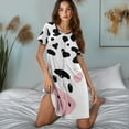 thumbnail image 5 of SEANATIVE Nightgowns for Women Button Up Short Sleeve Lounge Dress Round Neck House Robe Comfortable Fit Nightdress Trendy Sleepwear Housewear for Home Bedroom, XL, Cute Cow Print, 5 of 7