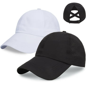 LUIISIS 2 Pcs Ponytail Hat, Women Criss Cross Ponytail Baseball Cap, Adjustable Baseball Hat for Women, Mesh Outdoor Sports Hat for Travel, Sports