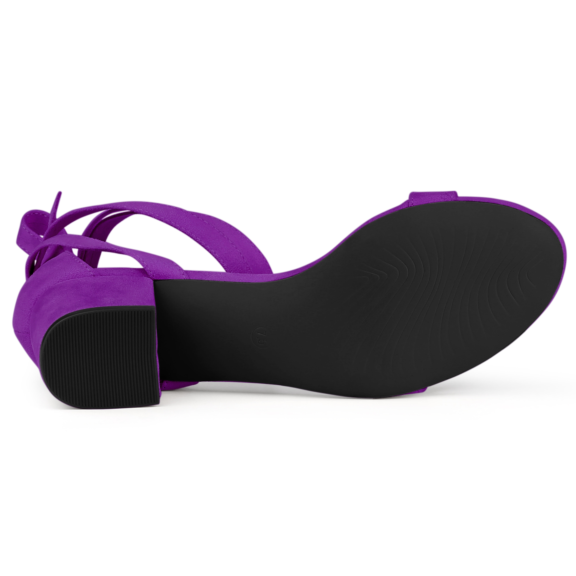 DARING DIVA Women's Open Toe Block Heel Lace Up Heels Sandals Purple 8