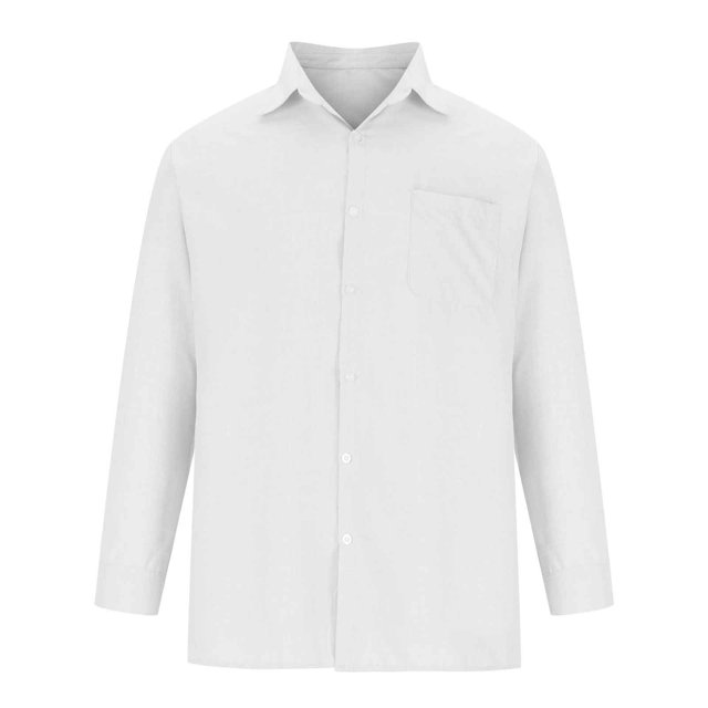 Camisa de hombre de manga larga con cuello alto, blusa informal de algodón sólido y lino con solapa y bolsillo con botones Odeerbi ODB-2