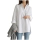 thumbnail image 1 of Camisa informal suelta de manga larga para mujer, informal, de color sólido, Top, manga larga, solapa, Top/camisa Pompotops  FGAJ21365, 1 of 8