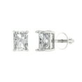 thumbnail image 2 of 1.32 Ct Emerald Cut Studs Clear Moissanite 18K White Solid Solid Gold Everyday Dainty Earrings Screw Back, 2 of 7