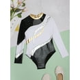 thumbnail image 7 of YONGHS Girls Ballet Dance Leotards Gymnastics Bodysuit Long Sleeve Patchwork Skating Jumpsuit White 6, 7 of 7