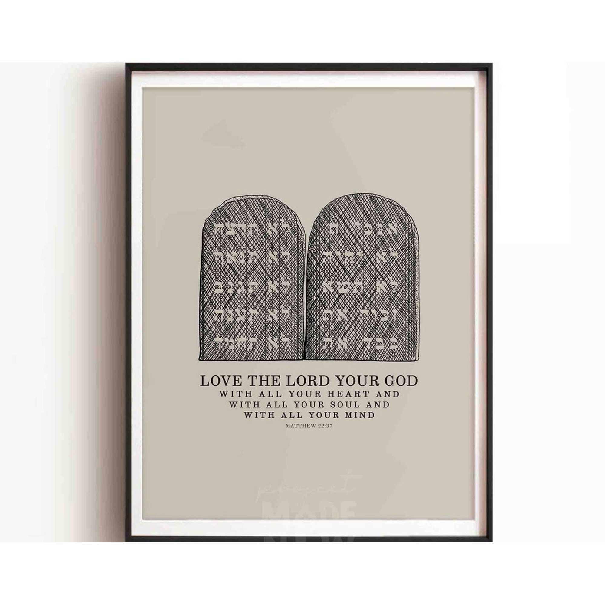 Ten Commandments Christ Commandment Bible Sketches Christian Modern Bible Verse Art Wall Illustration Christian Gift Print Wall Art Modern Wall Decor 8x12 UNFRAMED
