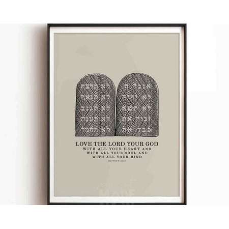 Ten Commandments Christ Commandment Bible Sketches Christian Modern Bible Verse Art Wall Illustration Christian Gift Print Wall Art Modern Wall Decor 24x36 UNFRAMED