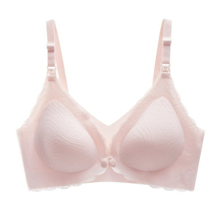 Quealent Nursing Bras for Breastfeeding Womens Maternity Bras Seamless Wireless Sleeping Bra (Pink M)