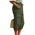 thumbnail image 7 of Womens Cargo Capri Pants, Elastic Waist Drawstring Cropped Pants with Multi Pockets, Outdoor, Walking Casual Workout Wear | VerBelle,Army Green L, 7 of 7