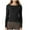 Black, variant on Kaemgyyd Long Sleeve Tops for Women Solid Color Seamless Crew Neck Ribbed Tee Stretch Workout Yoga Tunic Shirts