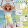 thumbnail image 5 of SEANATIVE Kids Two Piece Swimsuit Set with Swimwear & Mesh Cover-up Skirt, Teen Girls Bathing Suits, Size 17-18 Years Old, Rainbow Mermaid Scale Print Blue Yellow Pink Gradient, 5 of 7