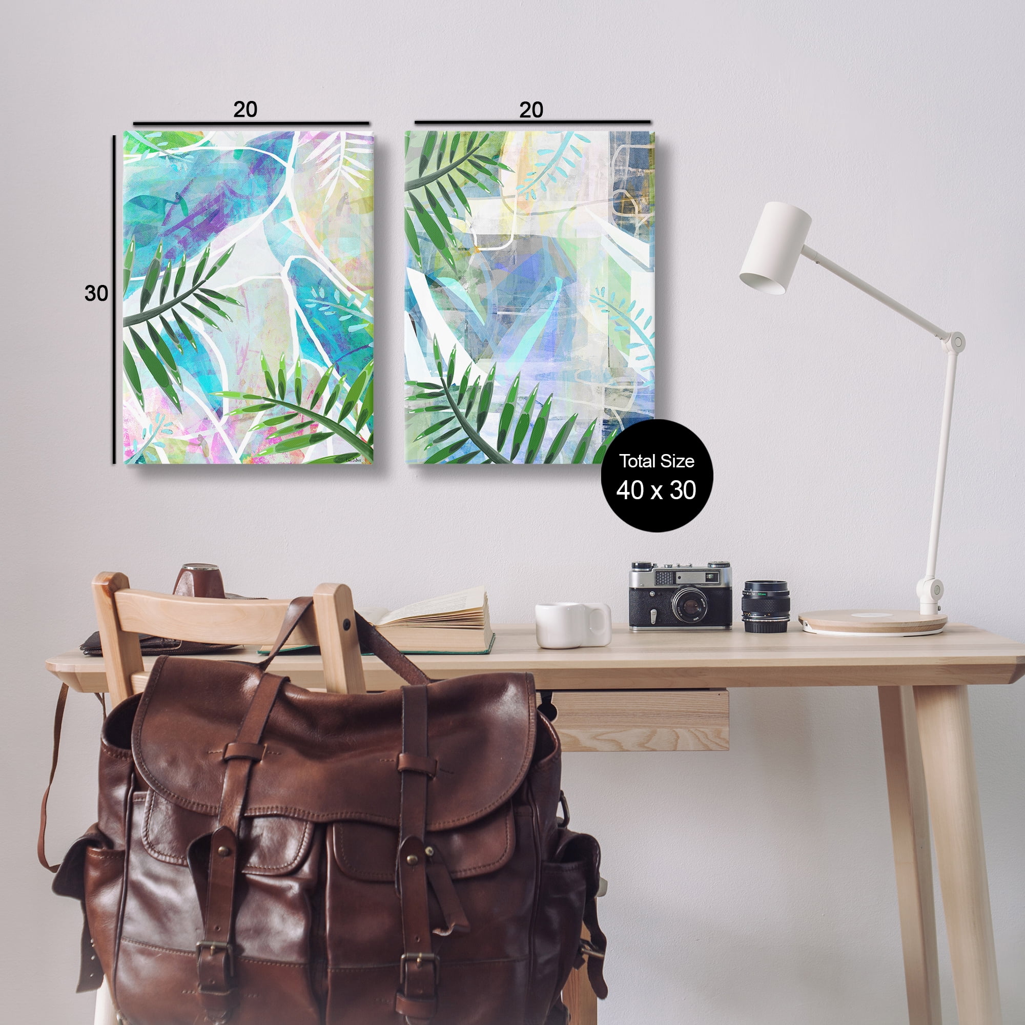 Stupell Industries Abstract Pastel Palm Shapes Plants & Flowers Painting Wrapped Canvas Art Print Wall Art, 20 x 30, Set of 2