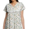 thumbnail image 3 of Moomaya Cotton Lace Neckline Sleepwear For Ladies V-Neck Printed Nightdress, 3 of 5