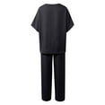 thumbnail image 5 of Women's Solid Color Casual V Neck Pant Suit With Loose Pockets And Mid Sleeve Pants Womens Pant Jumpsuit Wedding Guest Jumpsuit Dress Grandmother plus Size Pant Suits for Women Pantsuit for Women plus, 5 of 5