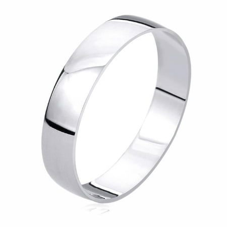 Men Women Pristine J 14k White Gold Wedding Band 5mm Domed Classy