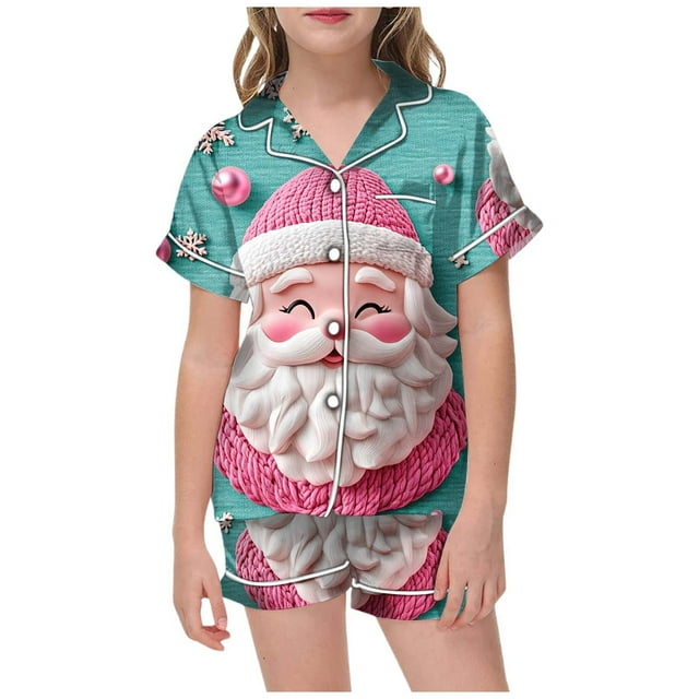 WEAIXIMIUNG Pajamas For Children Shirt And Pant Matching Set Sleepwear Set With Pockets For Christmas 2-3 Years