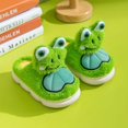 thumbnail image 2 of Otqutp Cute 3D Frog Fuzzy Slippers for Toddler Kids Winter Cotton Warm Cozy Plush Sandals Boys Girls House Slide Sandals, 2 of 4