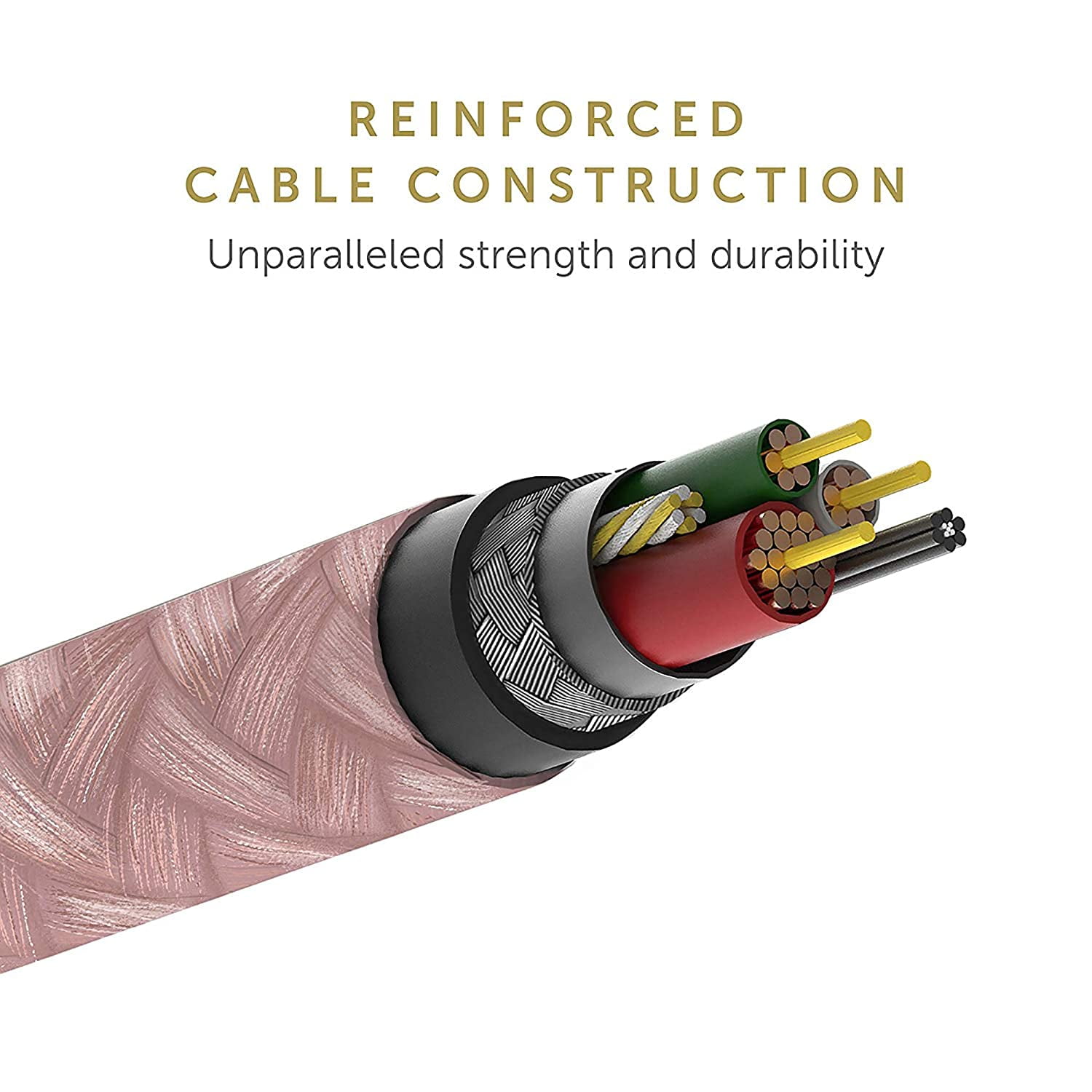 Native Union Belt Cable USB-C - 10ft Ultra-Strong Reinforced Charging Cable for iPhone 13 and earlier (Rose)