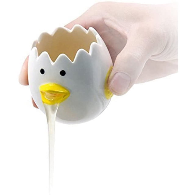 HSHDLDF LuoCoCo Cute Egg Separator, Ceramics Vomiting Chicken Egg Yolk White Separator, Practical Household Small Egg Filter Splitter, Kitchen Gadget Baking Assistant Tool, Dishwasher Safe, Yellow
