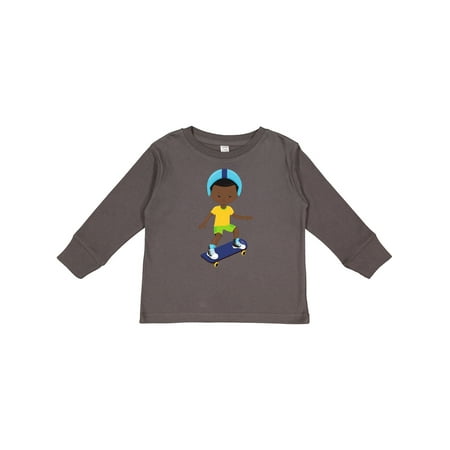 

Inktastic Skateboard African American Boy Skateboarding Gift Toddler Boy Girl Long Sleeve T-Shirt