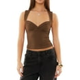 thumbnail image 2 of Women Sleeveless Backless Going Out Crop Top Y2K Strappy Ruched Tank Top Summer Tight Slim Fit Cute Coffee Color L, 2 of 8