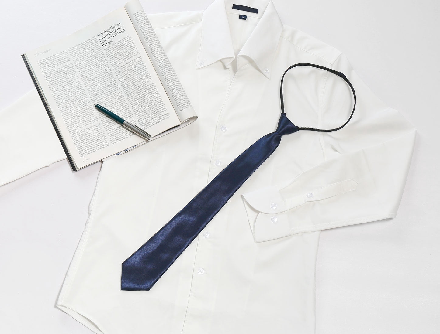 Unique Bargains Men Polyester Zip Pre-made Up Zipper Tie Fashion Necktie Dark Blue 1 Pc