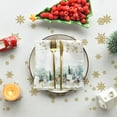 thumbnail image 3 of Sm:)e Christmas Tablecloth 60x104 Inch, Golden Snow Deers Washable Table Cover for Party Picnic Dinner Decor, 3 of 6