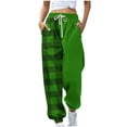 thumbnail image 3 of QATAINLAV Cinch Bottom Sweatpants for Women Casual High Waisted Pockets Joggers 2025 Fashion Plaid Lounge Trousers Baggy Sport Workout Pants Camisas Para Hombres Green XXL, 3 of 6