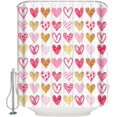 thumbnail image 2 of Shower Curtain Valentine''s Day Pink Yellow Love Heart Type Polyester Fabric Shower Curtain with Hooks,Waterpoof Shower Curtains for Bathroom Showers and Bathtubs 72x84in, 2 of 5