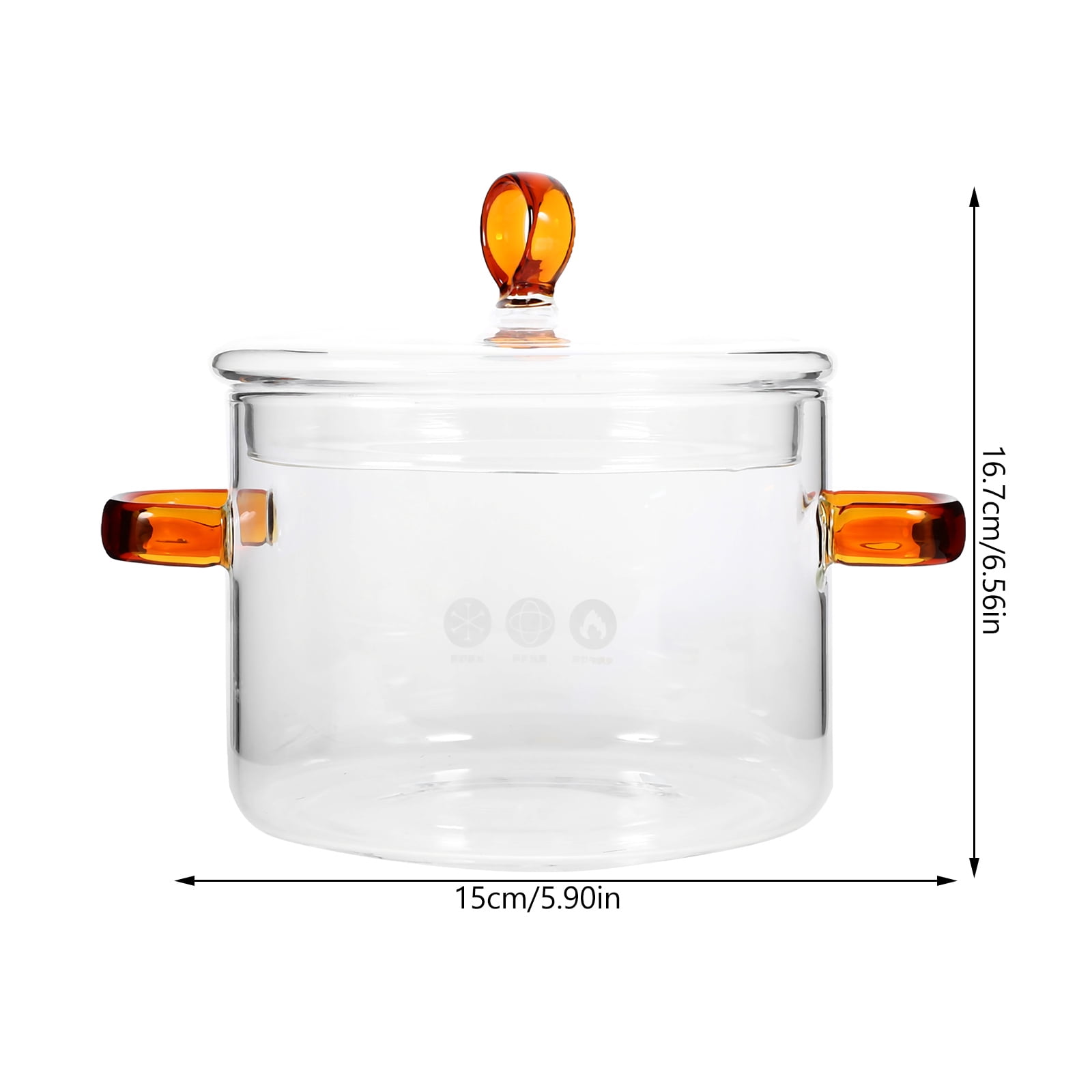 Glass Stockpot Kitchen Noodle Pot Double Handle Cooking Pot Instant Noodle Boiling Pot Kitchen Pot