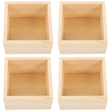 4Pcs Wooden Boxes Lidless Wooden Boxes Tabletop Wood Boxes Small Square Wooden Boxes