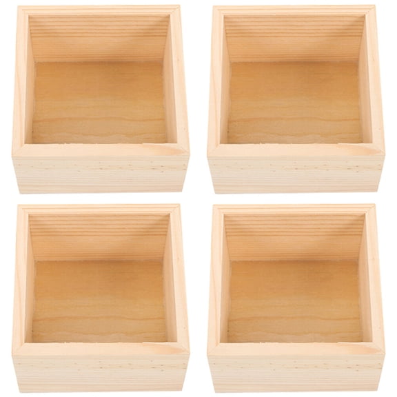 4Pcs Wooden Boxes Lidless Wooden Boxes Tabletop Wood Boxes Small Wooden Boxes