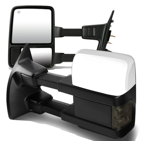 Power Towing Side Mirrors - For 2008 to 2016 Ford F -Series Pair of Chrome Powered + Smoked Signal + Manual Extenable Side Towing Mirrors 10 11 12 13 14 15