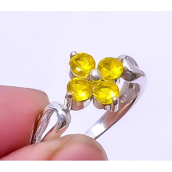 Citrine 925 Sterling Silver Ring s.8.5 R7988-22, Christmas Gift, Gemstone Silver Jewelry, Citrine Ring, New Year Sale