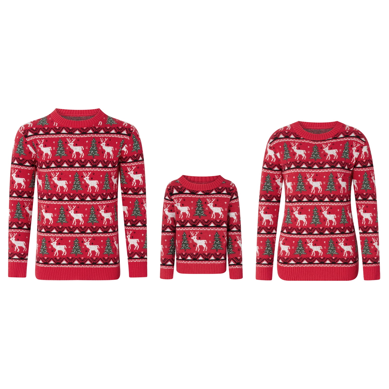 xiaxaixu Chandails de Noël Assortis pour la Famille Manches Longues Col Rond Pulls Tricotés