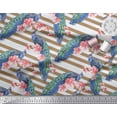 thumbnail image 3 of Soimoi Polyester Crepe Fabric Stripe,Floral & Peacock Bird Print Fabric by The Yard 52 Inch Wide, 3 of 3
