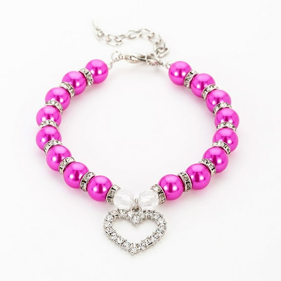 Zhuge Pink M Sparkling Rhinestone Pet Collar, Birthday Gift for Dogs & Cats,1 Pc
