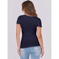 thumbnail image 5 of ANRABESS Short Sleeve Tops for Women Trendy Scoop Neck Summer Tops Shirts Ribbed Knit Slim Fitted Basic Tees Spring Casual Clothes Navy Blue S, 5 of 9