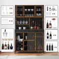 thumbnail image 5 of Juiluna Farmhouse Coffee Bar Cabinet with Sliding Barn Door, 70" Tall Buffet Cabinet with Storage Shelves, Liquor Cabinet with Wine and Glasses Rack,Sideboard Cupboard for Kitchen,Dining Room, 5 of 7