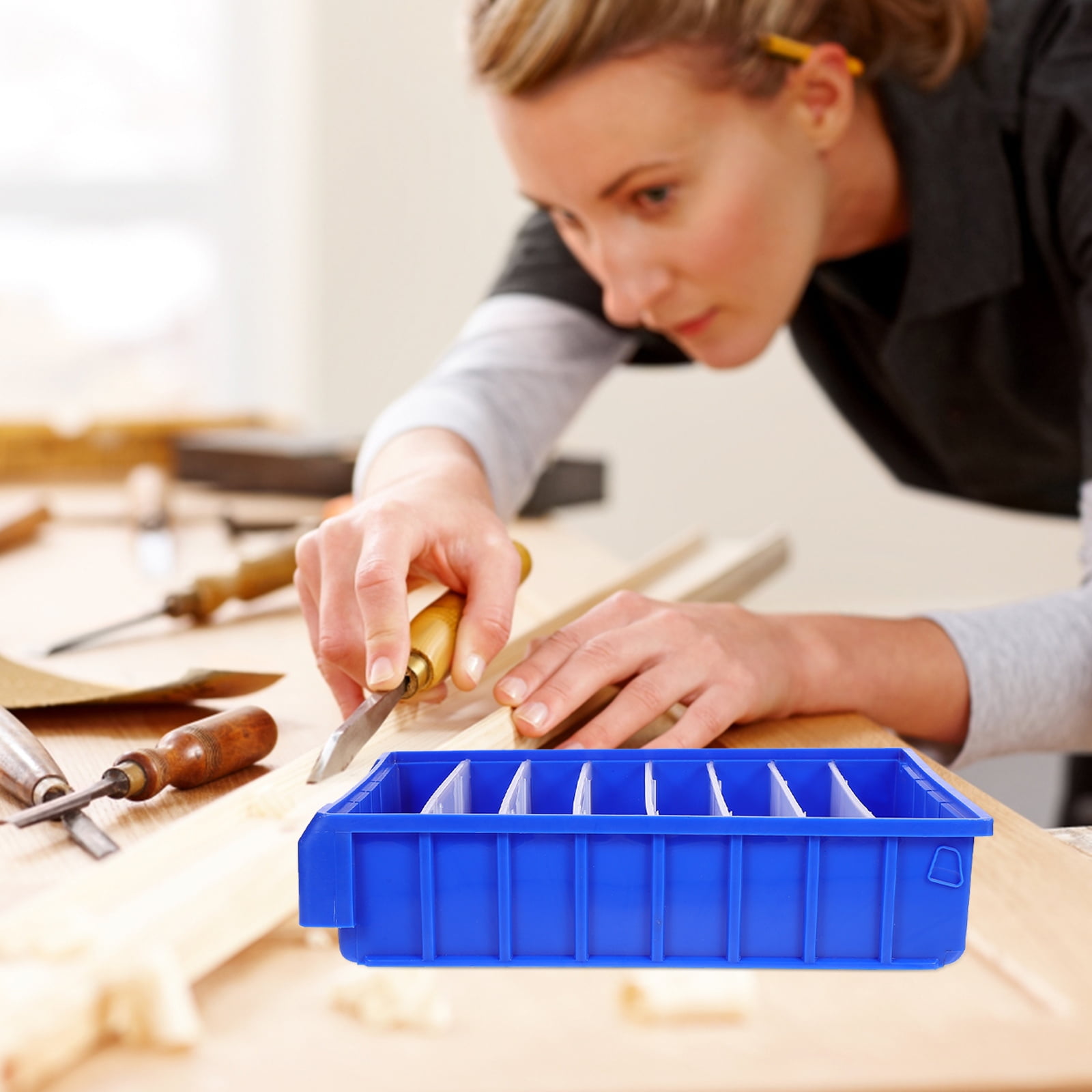 CTIRCHIU Screw Tool Storage Box Blue Polyethylene Durable Portable Workshop Organizer