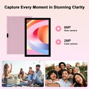 Tablet 10 inch, Newest Android 14 Tablet, 8GB+64GB+1TB Expand, Quad-Core Pink
