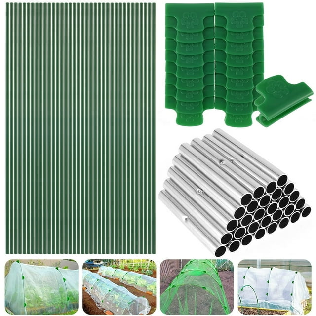 Greenhouse Hoops Frame Tunnel Kit 17 Inches Long Detachable Garden Hoops Rust-Free Fiberglass Garden Support Frame with 18 Clips for Netting Raised Beds Garden