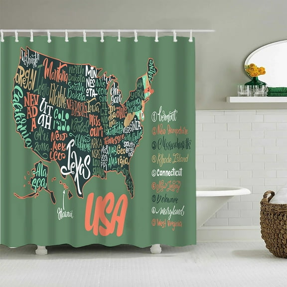 Shower Curtain Waterproof Thickened Bathroom Curtain Net Red Map Of The United States