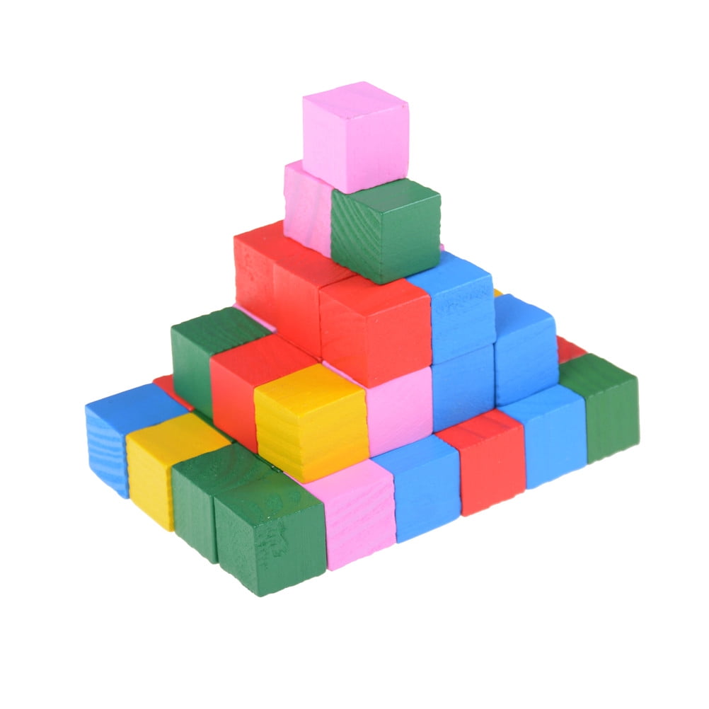 Candy Colorful wood cube blocks Bright Assemblage block early learning toy ZY 