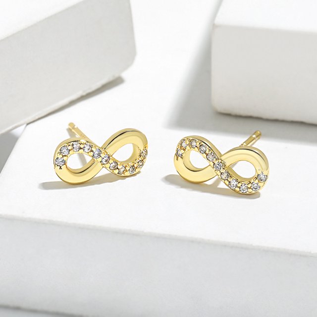 Pendientes de estilo coreano con diseño de aguja de plata S925 y símbolo de 8 caracteres